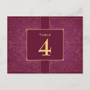 Numéro de table mariage de framboise et d'or foncé