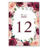 Numéro De Table Mariage de frontière floral Rose rose-bordeaux (Par défaut)