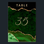 Numéro De Table Mariage de géoode d'âge or vert<br><div class="desc">Le chic vert émeraude et or parties scintillant agate numéros de table mariage facile à customiser.</div>