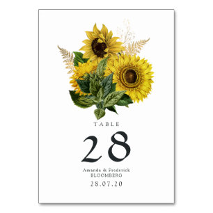 Numéro De Table Mariage de grange de campagne de tournesol rustiqu