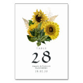 Numéro De Table Mariage de grange rustique Tournesol (Dos)