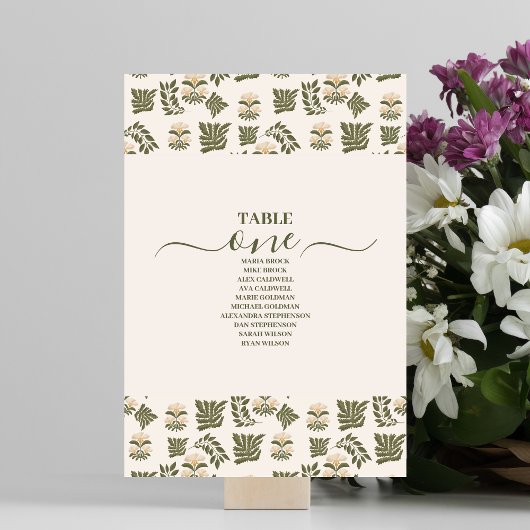 Numéro De Table Mariage de jardin botanique Fleur sauvage simple