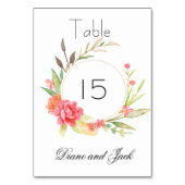 Numéro De Table Mariage de jardin d'aquarelle (Dos)