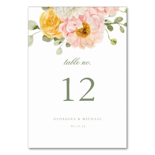 Numéro De Table Mariage de jardin d'été doux (Dos)