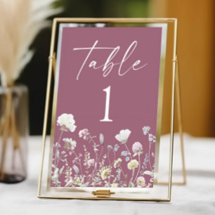 Numéro De Table Mariage de jardin floral de fleurs sauvages