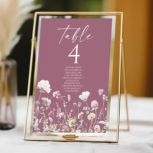 Numéro De Table Mariage de jardin floral de fleurs sauvages