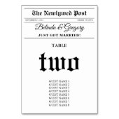 Numéro De Table Mariage de journal mariage amusant noir et blanc (Dos)