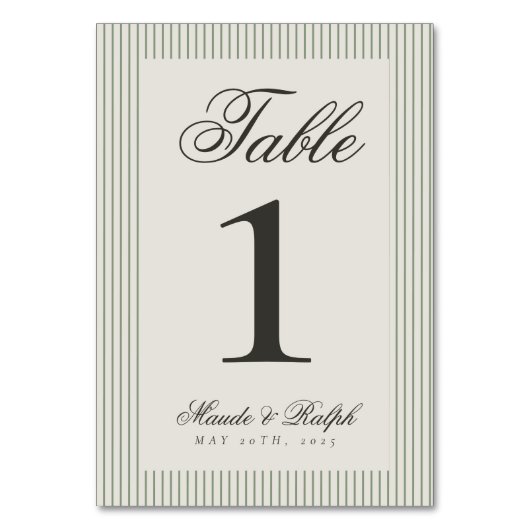 Numéro De Table Mariage de la bande verte de l'argent ancien intem (Par défaut)