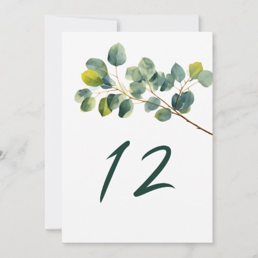 Numéro de table mariage de la branche Eucalyptus (Devant)
