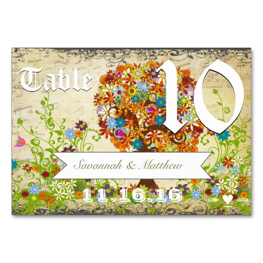 Numéro De Table Mariage de la branche latérale de la forêt enchant (Dos)