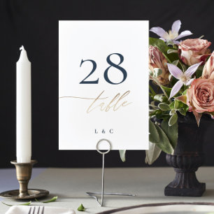 Numéro De Table Mariage de la classe d'or bleu marine