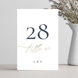 Numéro De Table Mariage de la classe d'or bleu marine