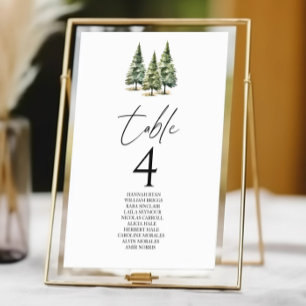 Numéro De Table Mariage de la forêt de pins neigeux en hiver