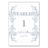 Numéro De Table Mariage de la frontière côté Boho floral bleu (Dos)