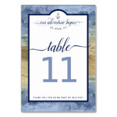 Numéro De Table Mariage de la Marine Naútico Acier Bleu et Or (Dos)