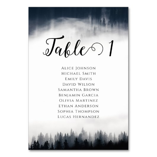 Numéro De Table Mariage de la nature de la forêt d'épinette brune (Par défaut)