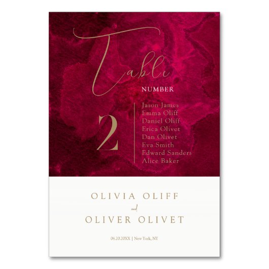 Numéro De Table Mariage de la passion bourguignonne (Dos)