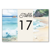 Numéro De Table Mariage de la scène d'aquarelle de la plage d'été (Dos)