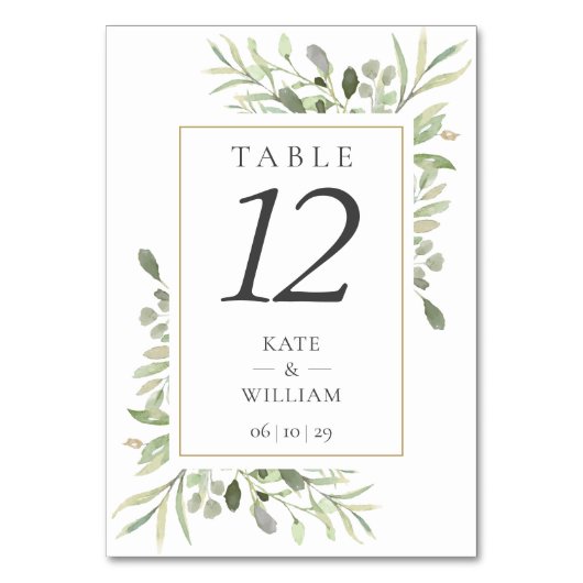 Numéro De Table Mariage de la verdure botanique moderne Numéros de (Dos)