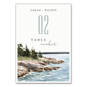 Numéro De Table Mariage de l'aquarelle de la montagne Rocky Pine