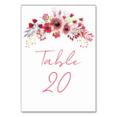 Numéro De Table Mariage de l'aquarelle de printemps Pavot rouge fl (Dos)