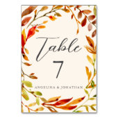 Numéro De Table Mariage de l'aquarelle en gras (Dos)