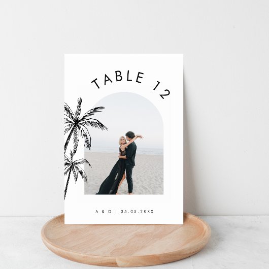 Numéro De Table Mariage de l'arbre de palmiers dessiné à la main