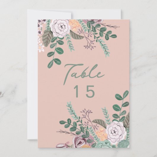 Numéro de table mariage de l'eucalyptus rose flora (Devant)