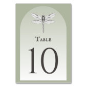 Numéro De Table Mariage de libellules de Sage Green (Dos)