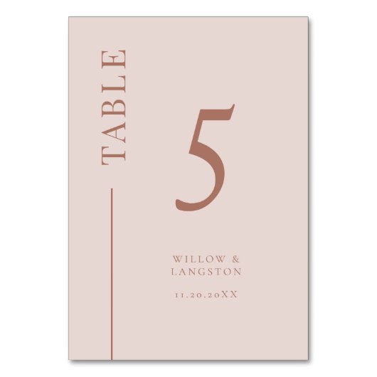 Numéro De Table Mariage de ligne blanche rose vierge Numéro de tab (Dos)