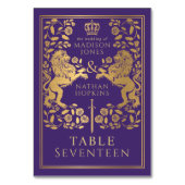 Numéro De Table Mariage de lion royal médiéval violet (Par défaut)