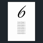 Numéro De Table Mariage de liste d'invités Black Simple Elegant<br><div class="desc">Black Simple Elegant Invité Liste Mariage Numéro de table</div>