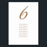 Numéro De Table Mariage de liste d'invités Gold Simple<br><div class="desc">Gold Simple Elegant Liste d'invités Mariage Numéro de table</div>