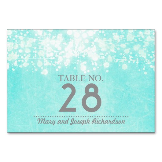 Numéro De Table Mariage de lumières à chaîne bleue (Devant)