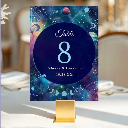 Numéro De Table mariage de lune de minuit céleste