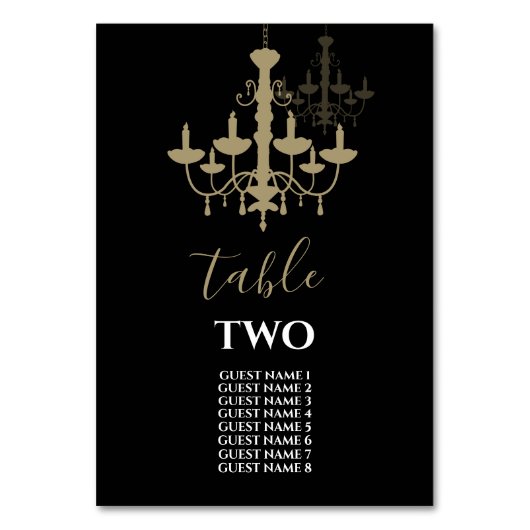 Numéro De Table Mariage de lustre d'or noir Noms des invités (Par défaut)