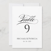 Numéro de table mariage de luxe calligraphie éléga (Dos)