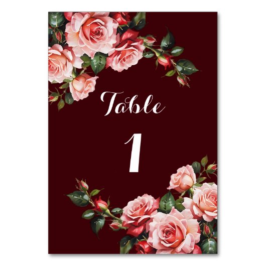 Numéro De Table Mariage de marron rose et rouge rose foncé moody (Par défaut)