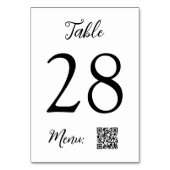 Numéro De Table Mariage de menu du code QR (Dos)