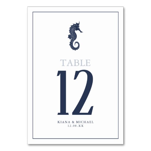 Numéro De Table Mariage de mer Blue Wave Navy/Wht ID836 (Dos)