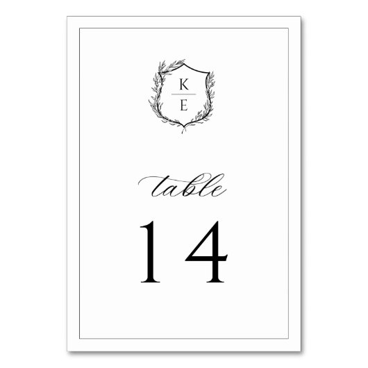 Numéro De Table Mariage de monogramme de crête botanique (Par défaut)