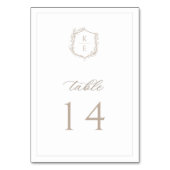 Numéro De Table Mariage de monogramme de crête botanique (Dos)