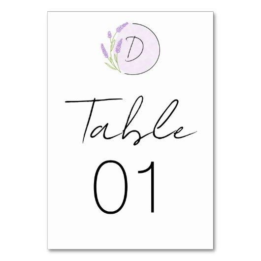 Numéro De Table Mariage de monogramme de lavande (Par défaut)