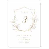 Numéro De Table Mariage de monogramme d'écusson botanique simple e (Dos)