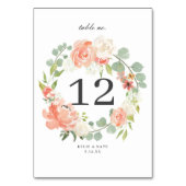Numéro De Table Mariage de monogramme floral à l'aquarelle douce (Par défaut)