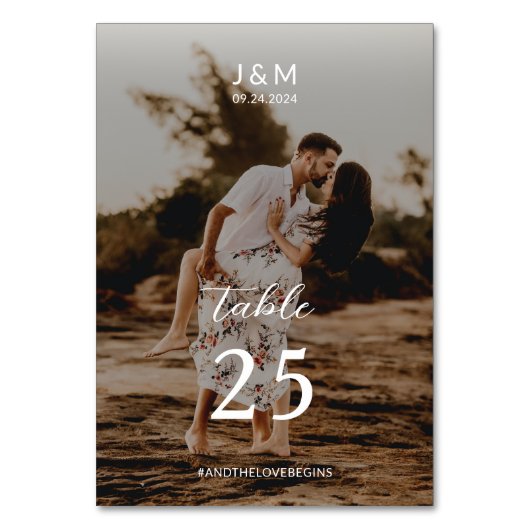 Numéro De Table Mariage de monogramme photo intégrale de script mo (Dos)