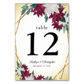 Numéro De Table Mariage de Noël Bourgogne Poinsettias et Or (Par défaut)
