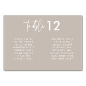 Numéro De Table Mariage de noms de script manuscrite Taupe moderne (Dos)