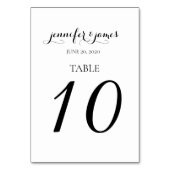 Numéro De Table Mariage de noms élégants de script minimal (Dos)