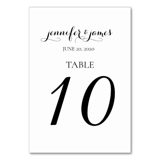 Numéro De Table Mariage de noms élégants de script minimal (Par défaut)